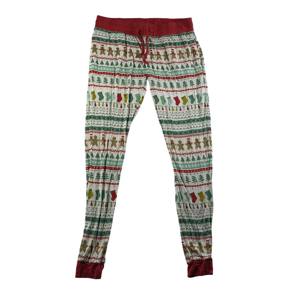 Little Sleepies Gingerbread Holiday Bamboo Pajama Joggers Red Green Small‎